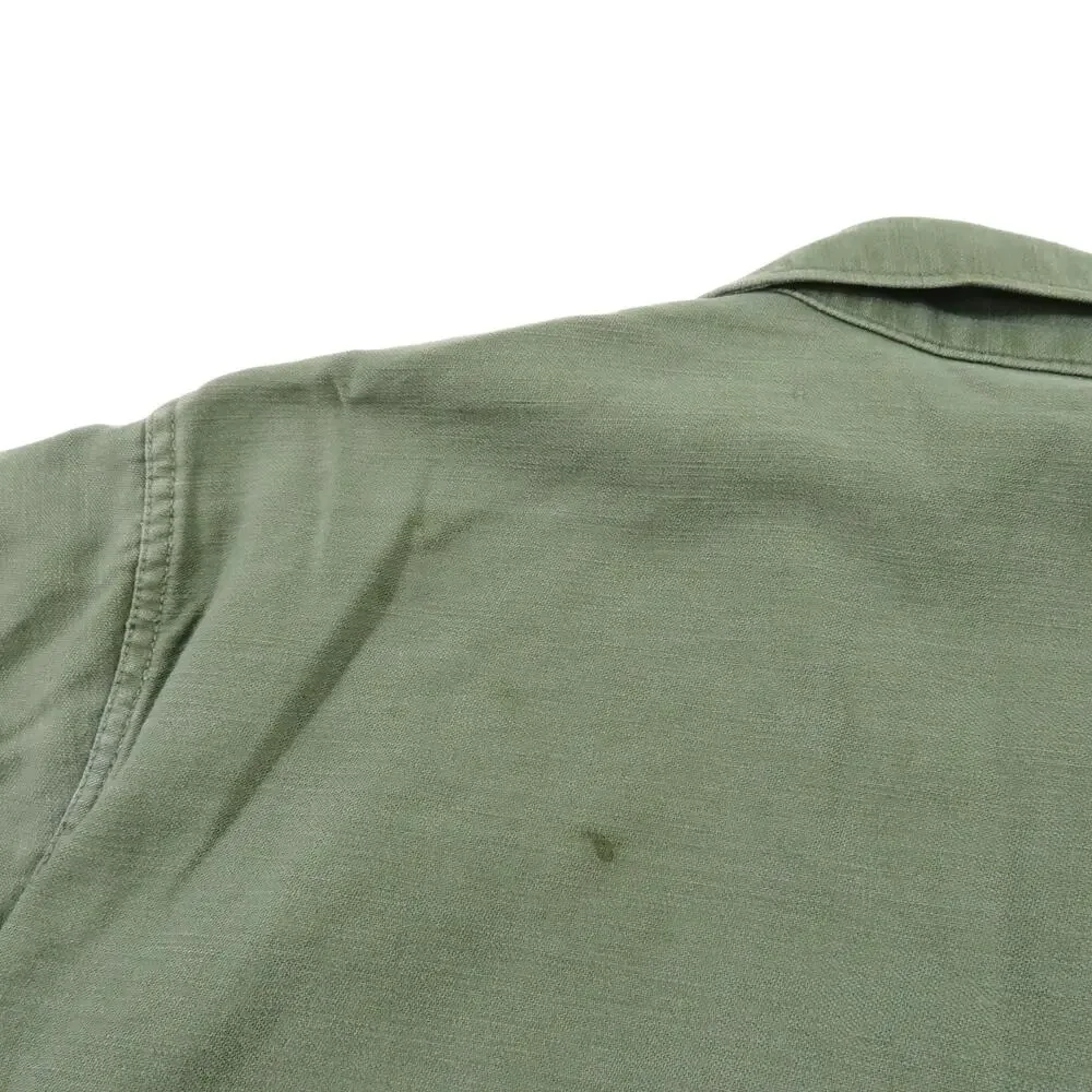 Cotton Sateen Shirt Military US Army Vietnam Era Green Sz 16 1/2 x 34 1960s